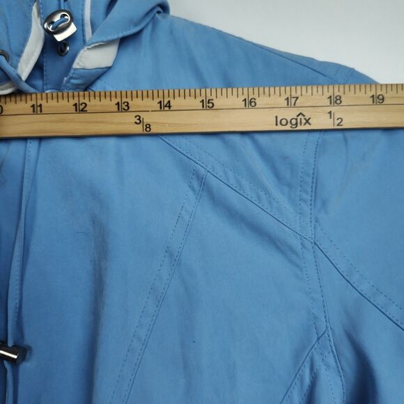 Studio Works Jacket Women's Size 2X Blue w/ White Accents Hooded Full-Zip NWI - Picture 3 of 11